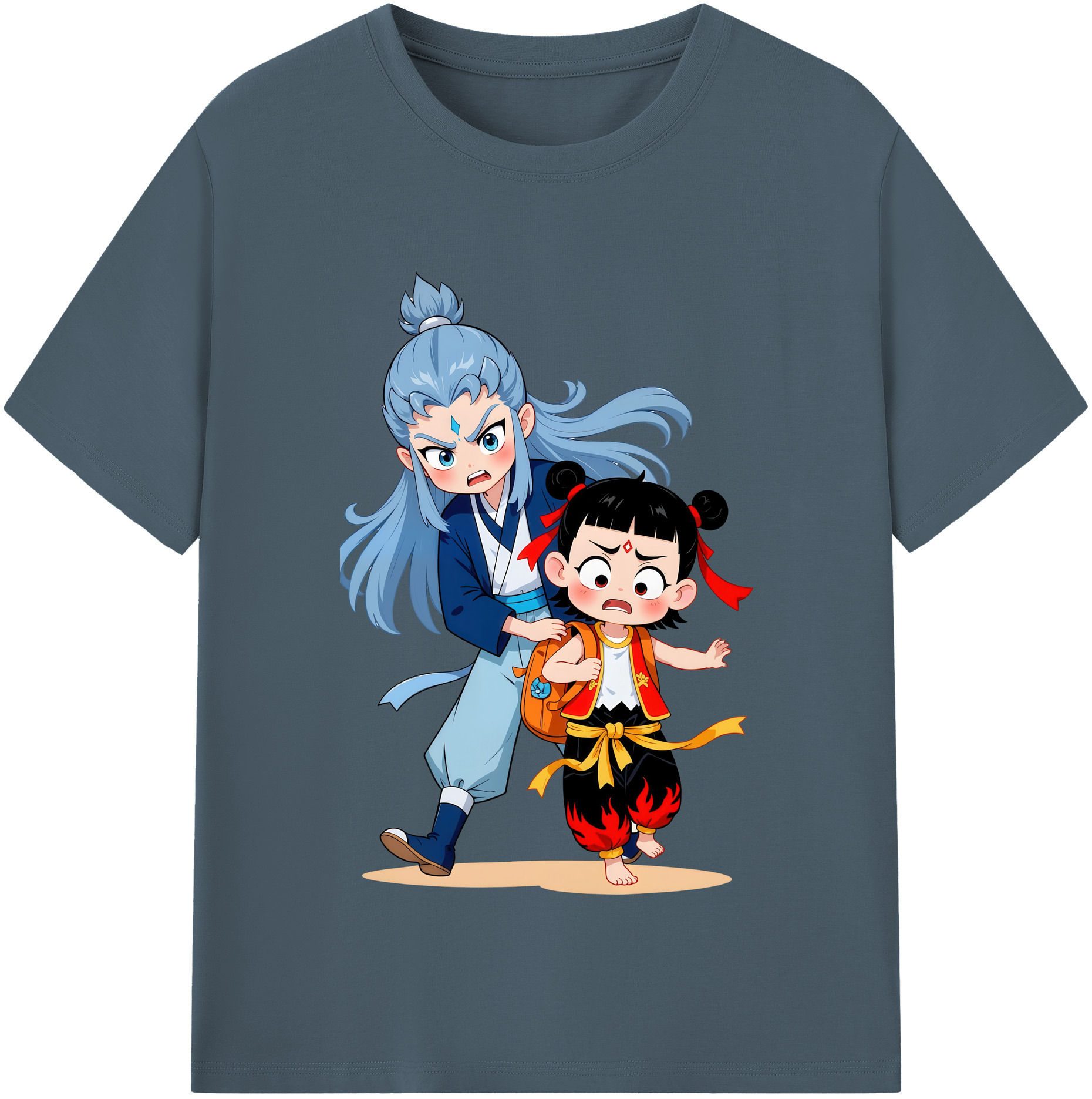 （画像用） Ne Zha 2 ナタ 魔童の大暴れ 綿100％半袖Tシャツ（フロントプリント）